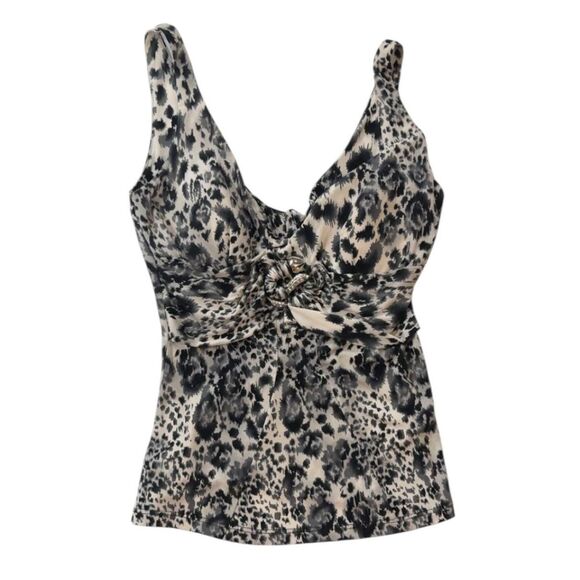 Cache Vintage Leopard print tank top with tie front detail - Picture 1 of 4